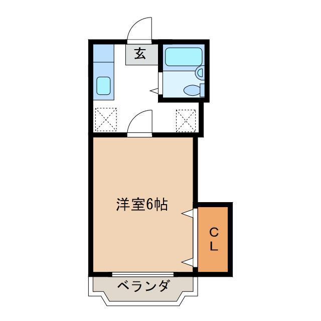 コーポ峰(1K/1階)の間取り写真