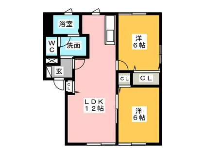 フォーレス A棟(2LDK/1階)の間取り写真