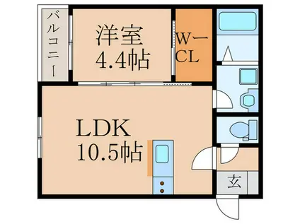 BRAVE BASEキャバリアI(1LDK/1階)の間取り写真