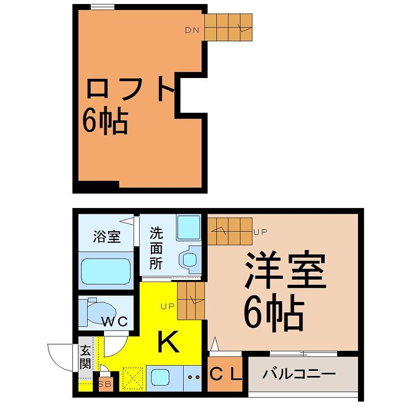 グリーンリーフ名城清水(1SK/1階)の間取り写真