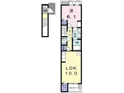 リヴ・シンフォニー(1LDK/2階)の間取り写真