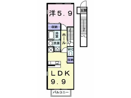 ミッテ.タカラA(1LDK/2階)の間取り写真