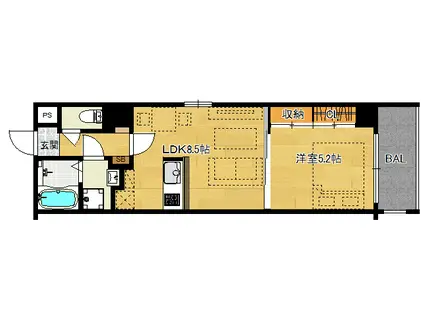 ロングヒル2ND(1LDK/3階)の間取り写真