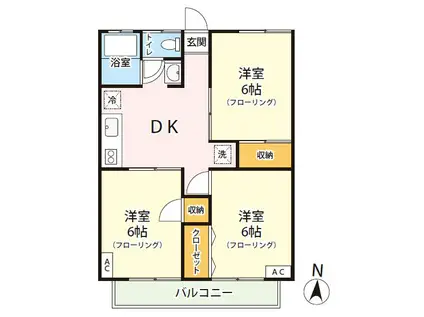 大沢ハイムII(3DK/1階)の間取り写真