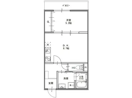 EIJU八尾本町(1LDK/1階)の間取り写真