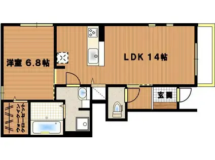 エクシブ小野(1LDK/1階)の間取り写真