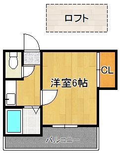 アクティブ徳力(1K/2階)の間取り写真
