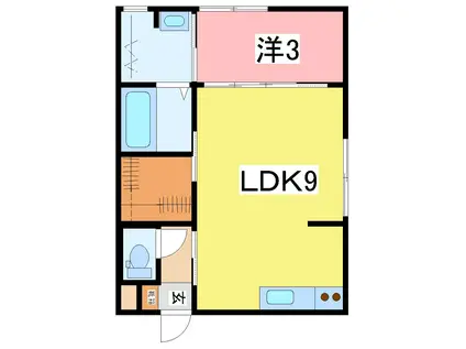 INTEGRAL MINORI(1LDK/2階)の間取り写真