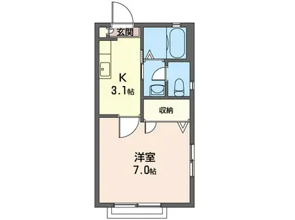 アルベナード(1K/2階)の間取り写真