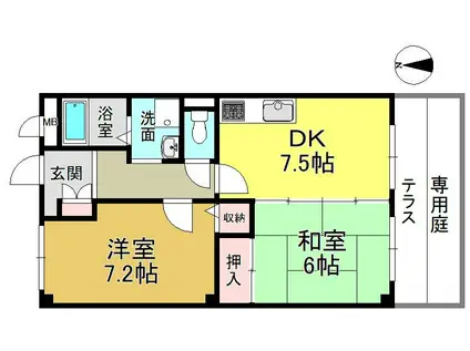 ベルメゾン高田A(2DK/1階)の間取り写真