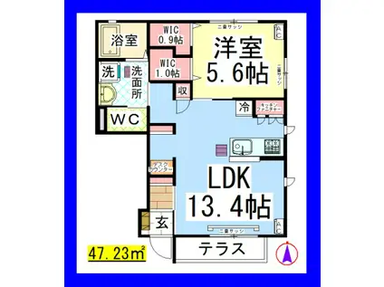 AF クレールメゾンC(1LDK/1階)の間取り写真