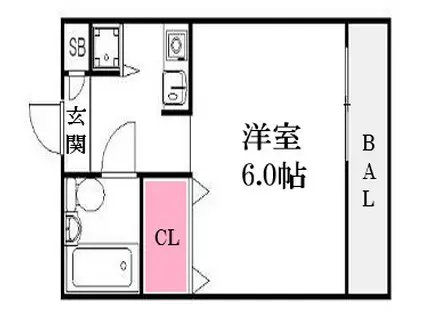 ダイドーメゾン三宮東(1K/2階)の間取り写真