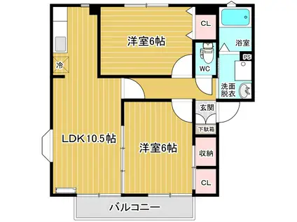 アルティス飯島B(2LDK/1階)の間取り写真