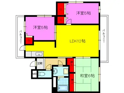 イーストマンション(3LDK/5階)の間取り写真