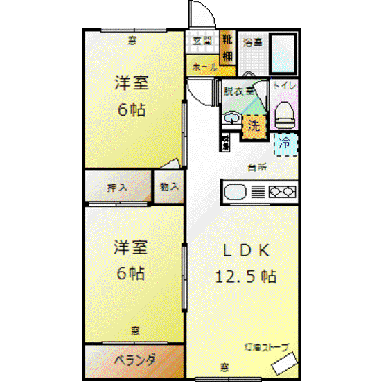 Mハイツ寿2(2LDK/2階)の間取り写真