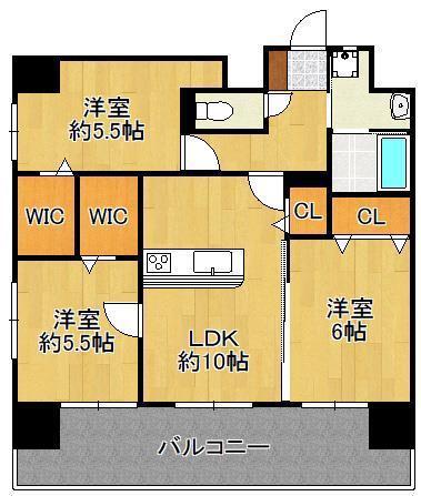 ルークス紅梅(3LDK/10階)の間取り写真