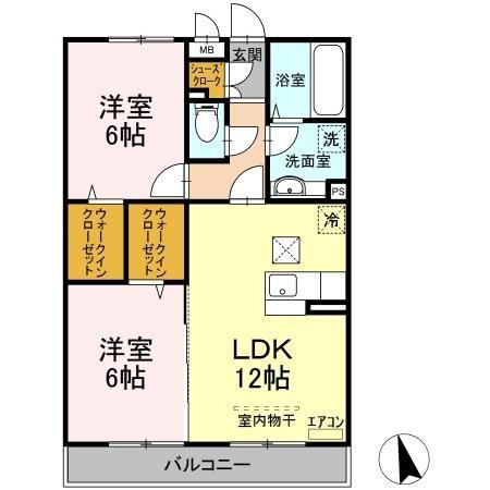 ヴェルブィル(2LDK/1階)の間取り写真