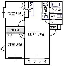ポコ・ア・ポコA棟(2LDK/2階)の間取り写真