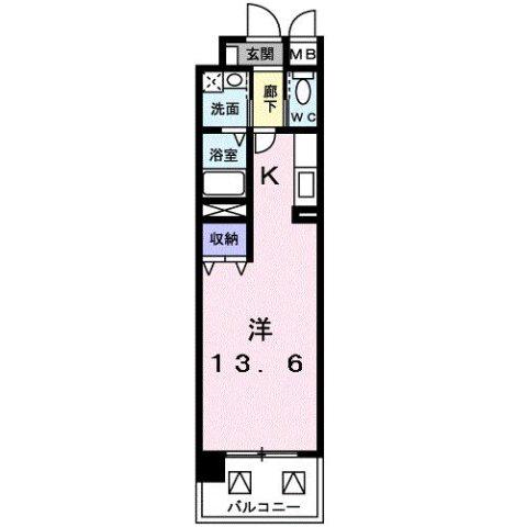 プリムローズ(1K/5階)の間取り写真