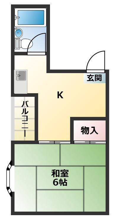 メモリアルタウン東住吉D棟(1K/3階)の間取り写真