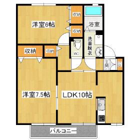 サン・ローラ穂高(2LDK/2階)の間取り写真