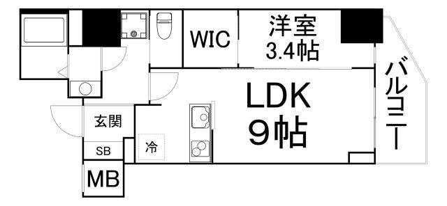 セレニテ本町リアン(1LDK/15階)の間取り写真