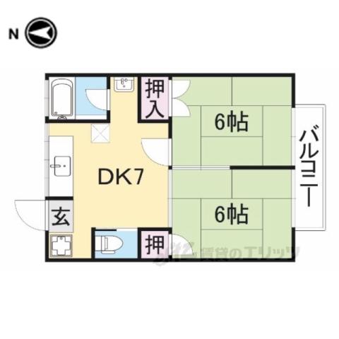 長野荘(2DK/1階)の間取り写真