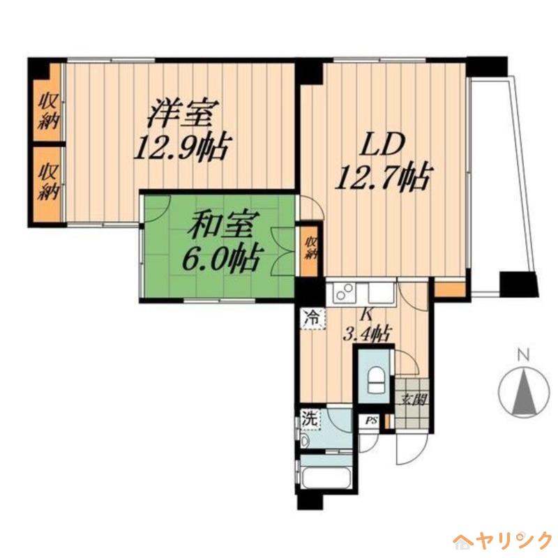 タウンズ幅下(2LDK/3階)の間取り写真