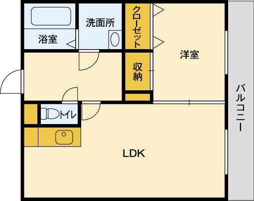 リバーサイド府中(1LDK/3階)の間取り写真