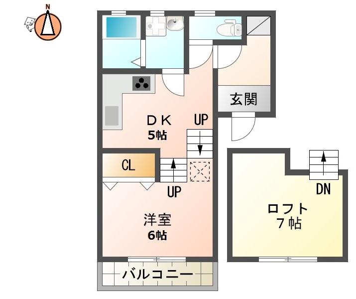 ビレッジ北矢三(1LDK/1階)の間取り写真