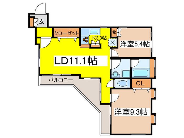 小田急線 成城学園前駅 徒歩12分 2階建 築40年(2LDK/2階)の間取り写真