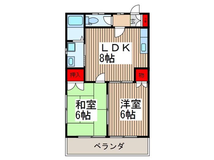 パ―クサイド(2LDK/2階)の間取り写真