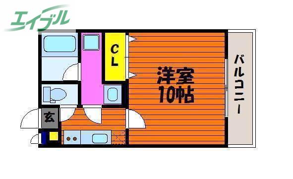 ピュアブリス中仙道(1K/3階)の間取り写真
