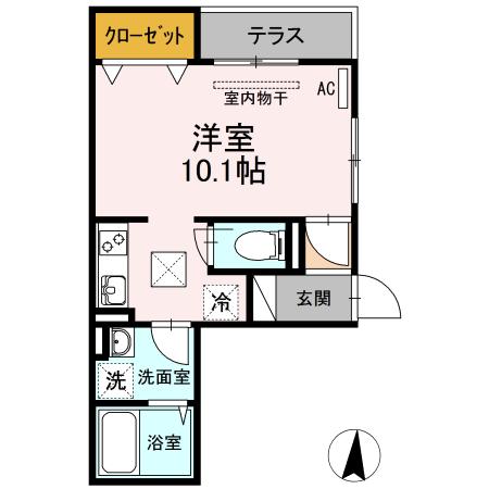 D-ROOM船町(ワンルーム/1階)の間取り写真