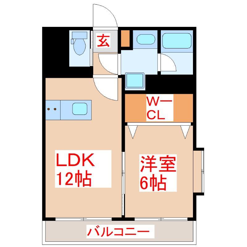 惟神上町ビル(1LDK/8階)の間取り写真