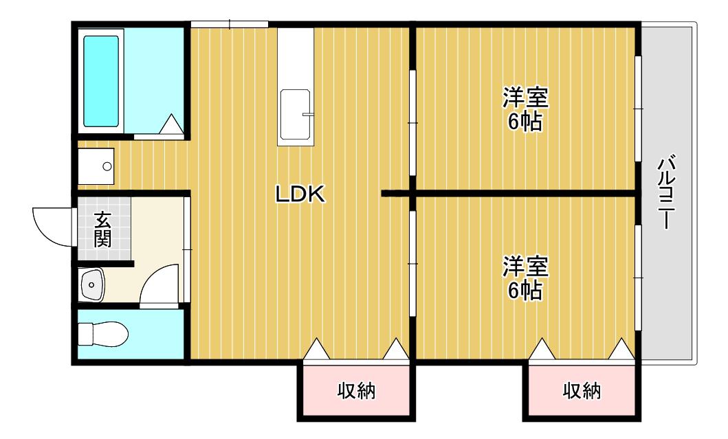 雅マンション(2LDK/4階)の間取り写真