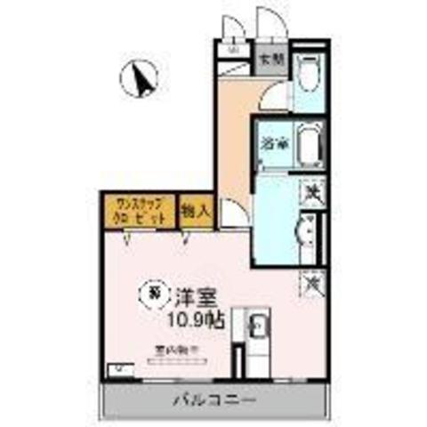 セジュール町坪(ワンルーム/2階)の間取り写真