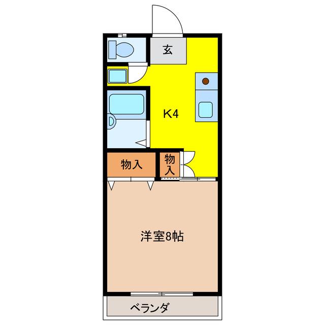 りんどうハイム(1K/2階)の間取り写真