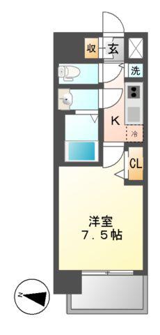 プレサンス大須観音(1K/3階)の間取り写真