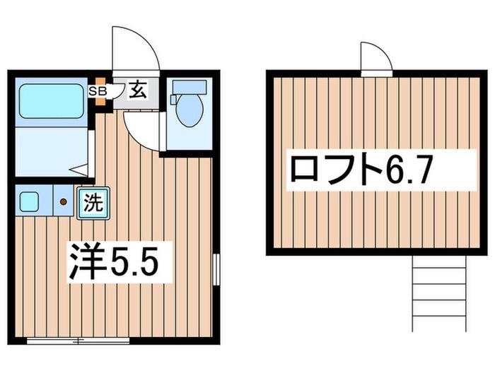 月ハウスたかとり(ワンルーム/2階)の間取り写真