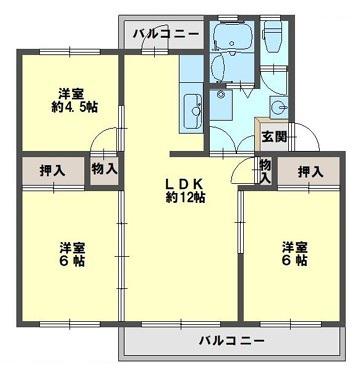 槇塚台10号棟(3LDK/4階)の間取り写真