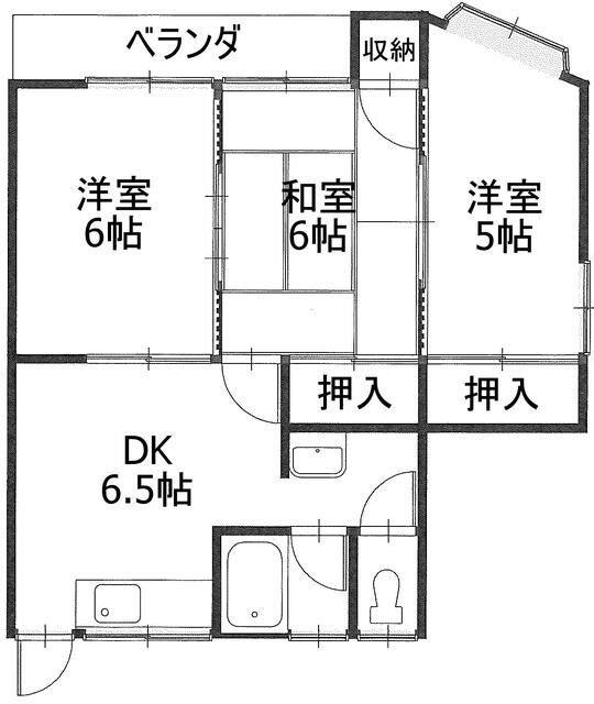 セレクトハウス八幡(3DK/2階)の間取り写真