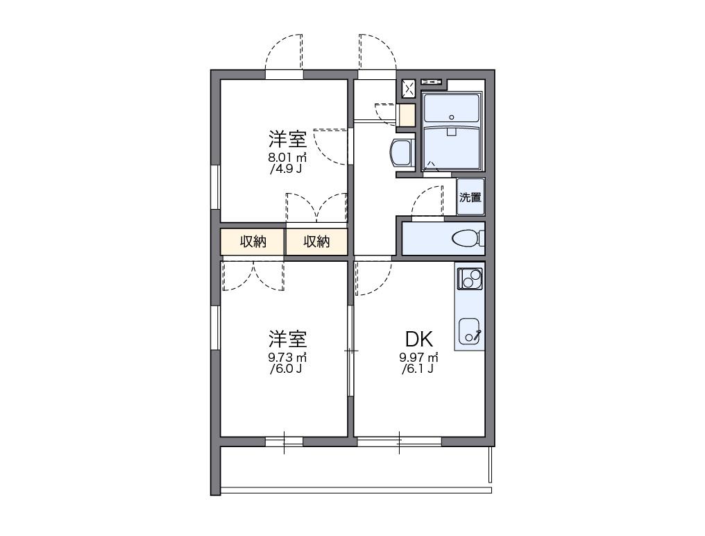 レオパレスKOBATA(2DK/2階)の間取り写真