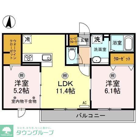 ロイジェントパークス レイクタウン III C(2LDK/3階)の間取り写真