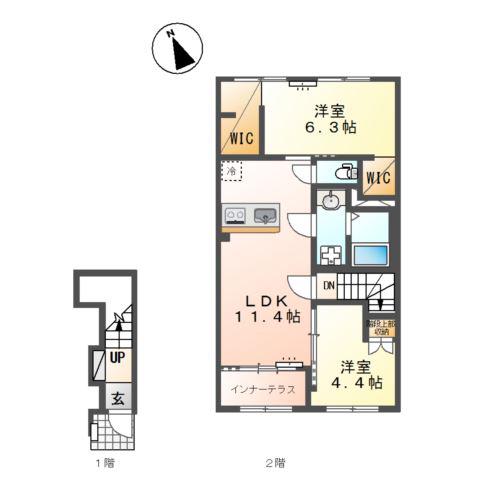 ウェルス レエルラ(2LDK/2階)の間取り写真