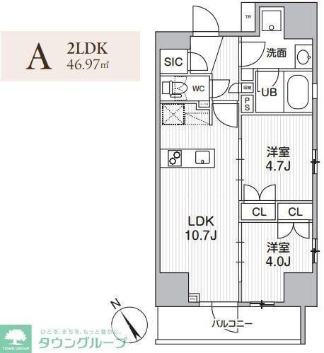 グランエール西日暮里ノース(2LDK/5階)の間取り写真