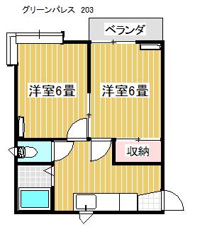 グリーンパレス(2K/2階)の間取り写真
