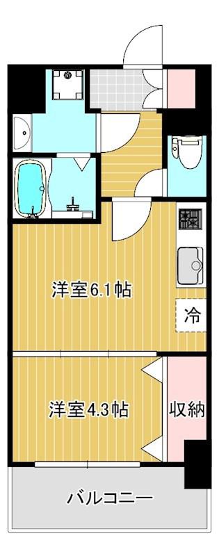メイクス天王寺南(1DK/4階)の間取り写真