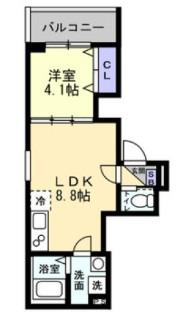 グランシェード川入(1LDK/1階)の間取り写真