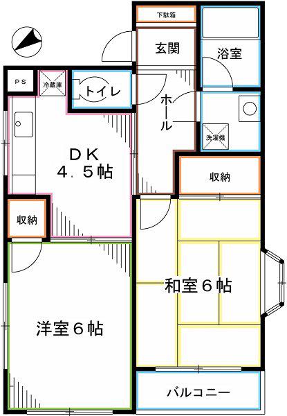 KSハウス(2DK/2階)の間取り写真